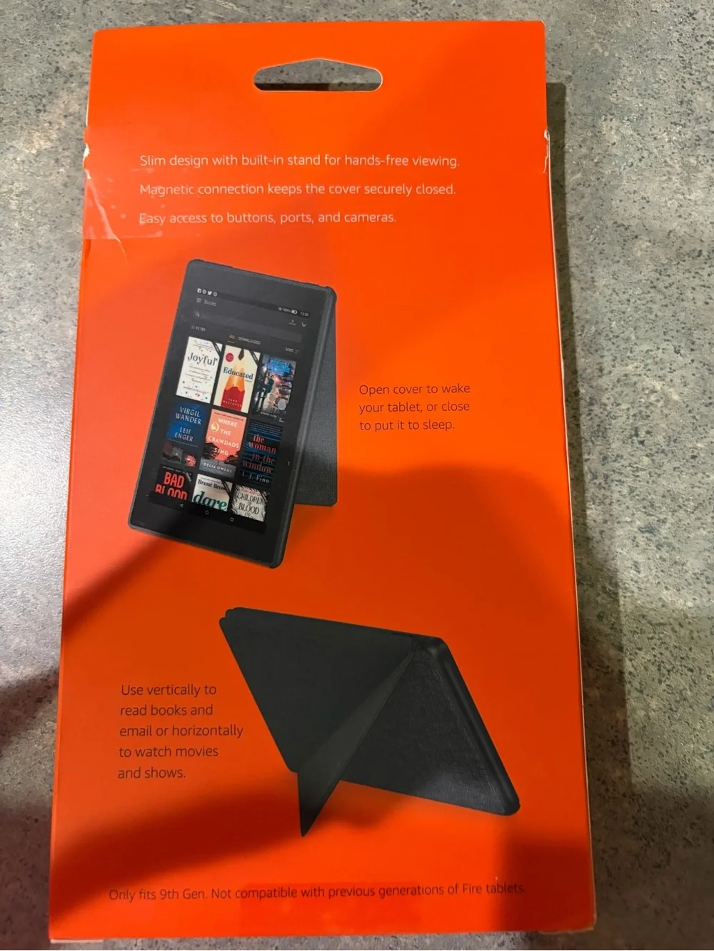 Amazon Fire 7 Cover - Orange Packaging with Black Cover